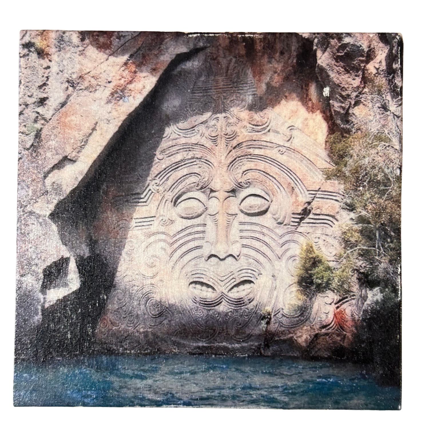 Holzbild "Lake Taupo" - 15x15cm | Handgemachter Foto-Transfer auf Holz