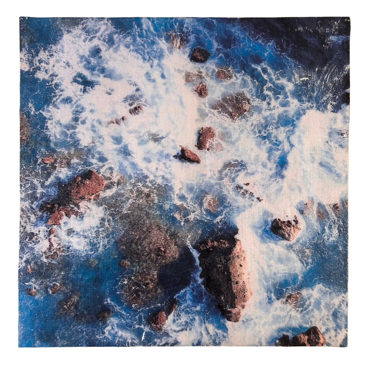 Holzbild "Welle" - 15x15cm | Handgemachter Foto-Transfer auf Holz