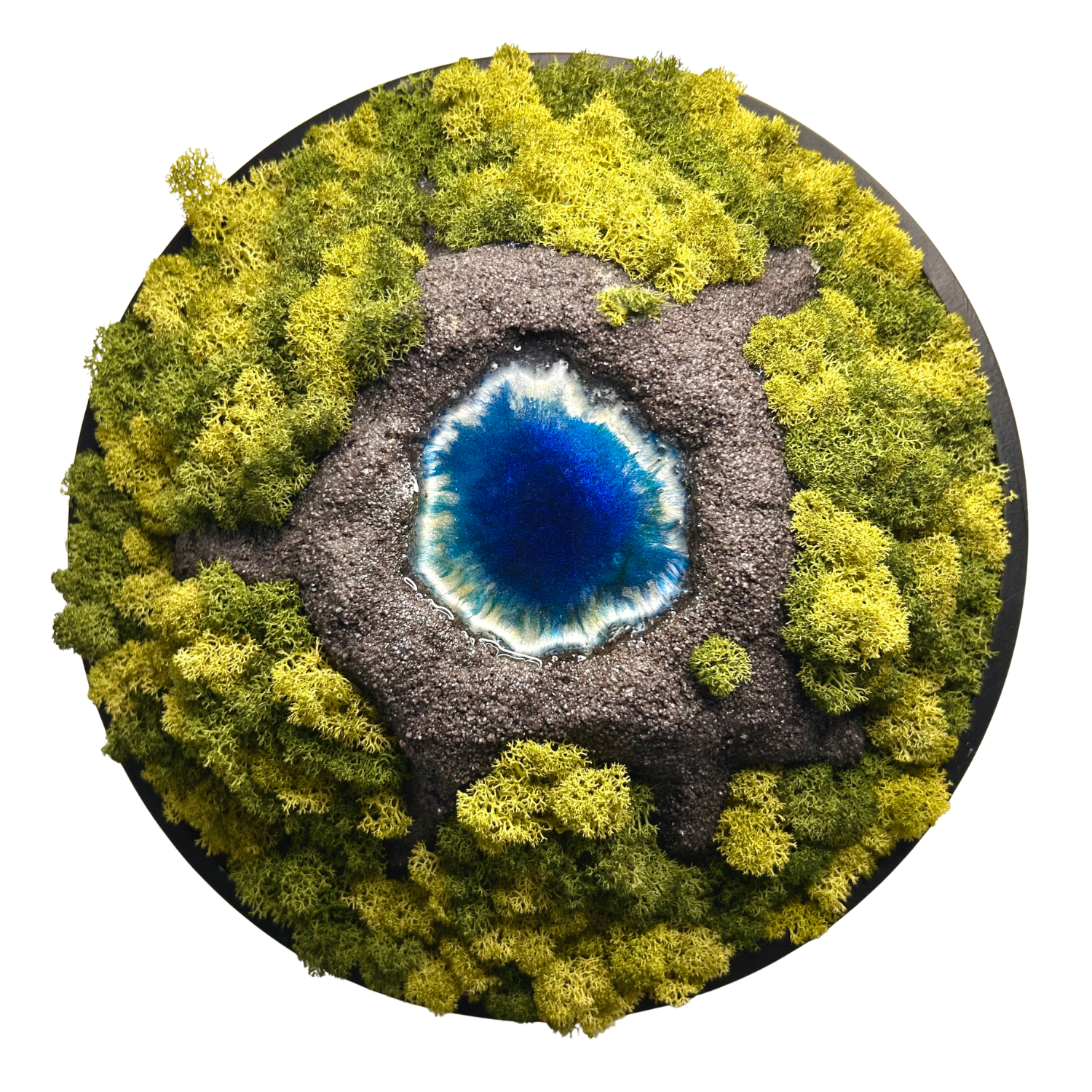 Moosbild  "Vulkan-See" mit modelliertem Vulkan NUR ABHOLUNG