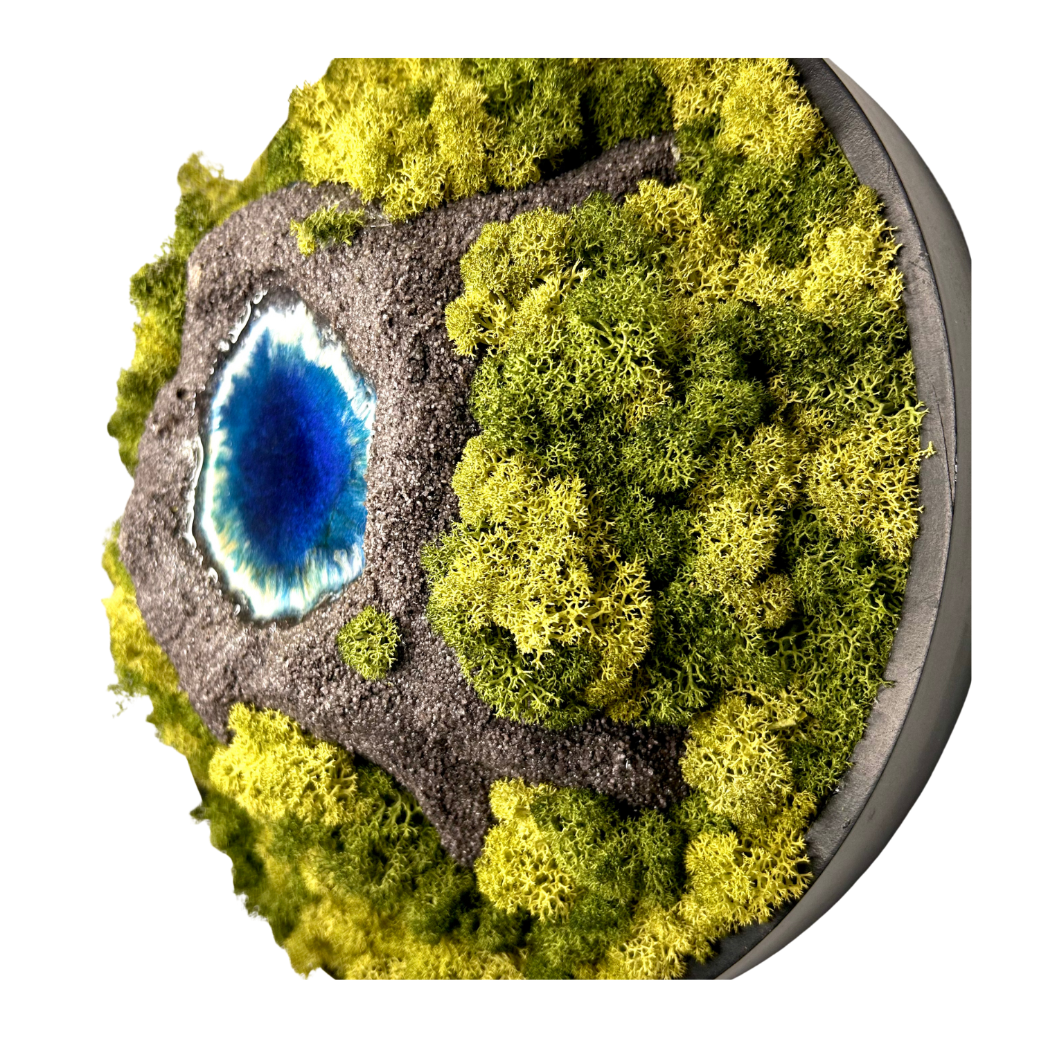 Moosbild  "Vulkan-See" mit modelliertem Vulkan NUR ABHOLUNG