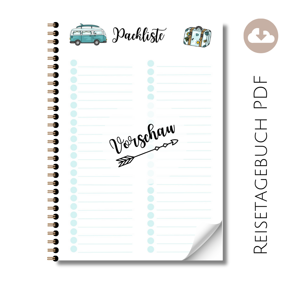Reisetagebuch "Packliste Vorlage" Van