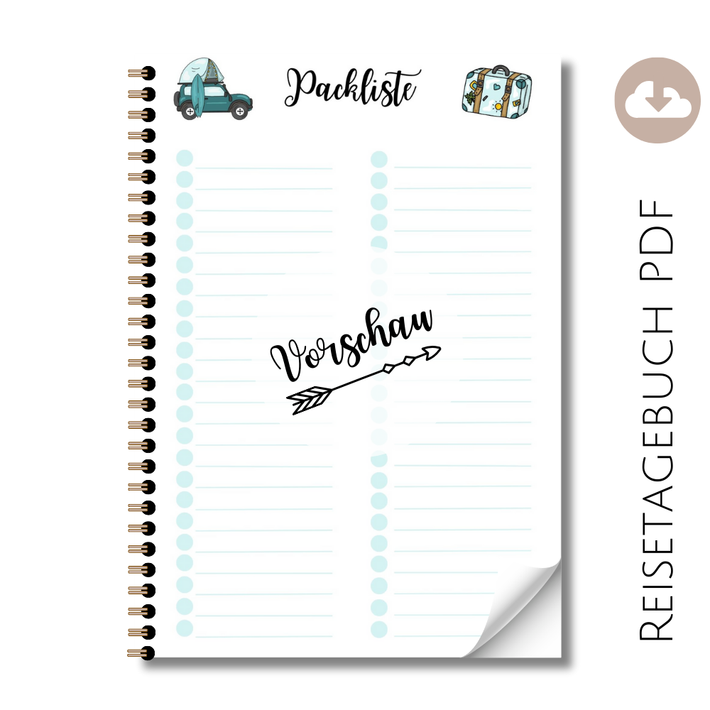 Reisetagebuch "Packliste Vorlage" Dachzelt