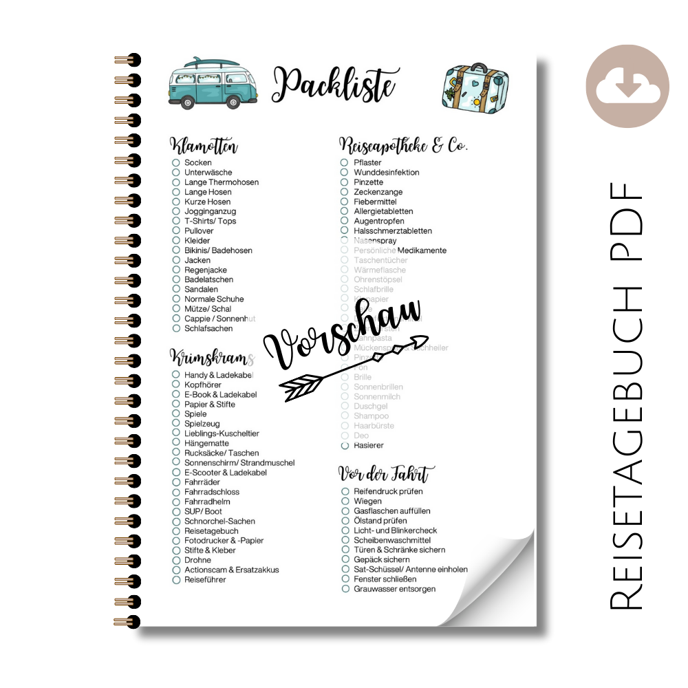 Reisetagebuch "Packliste Van"