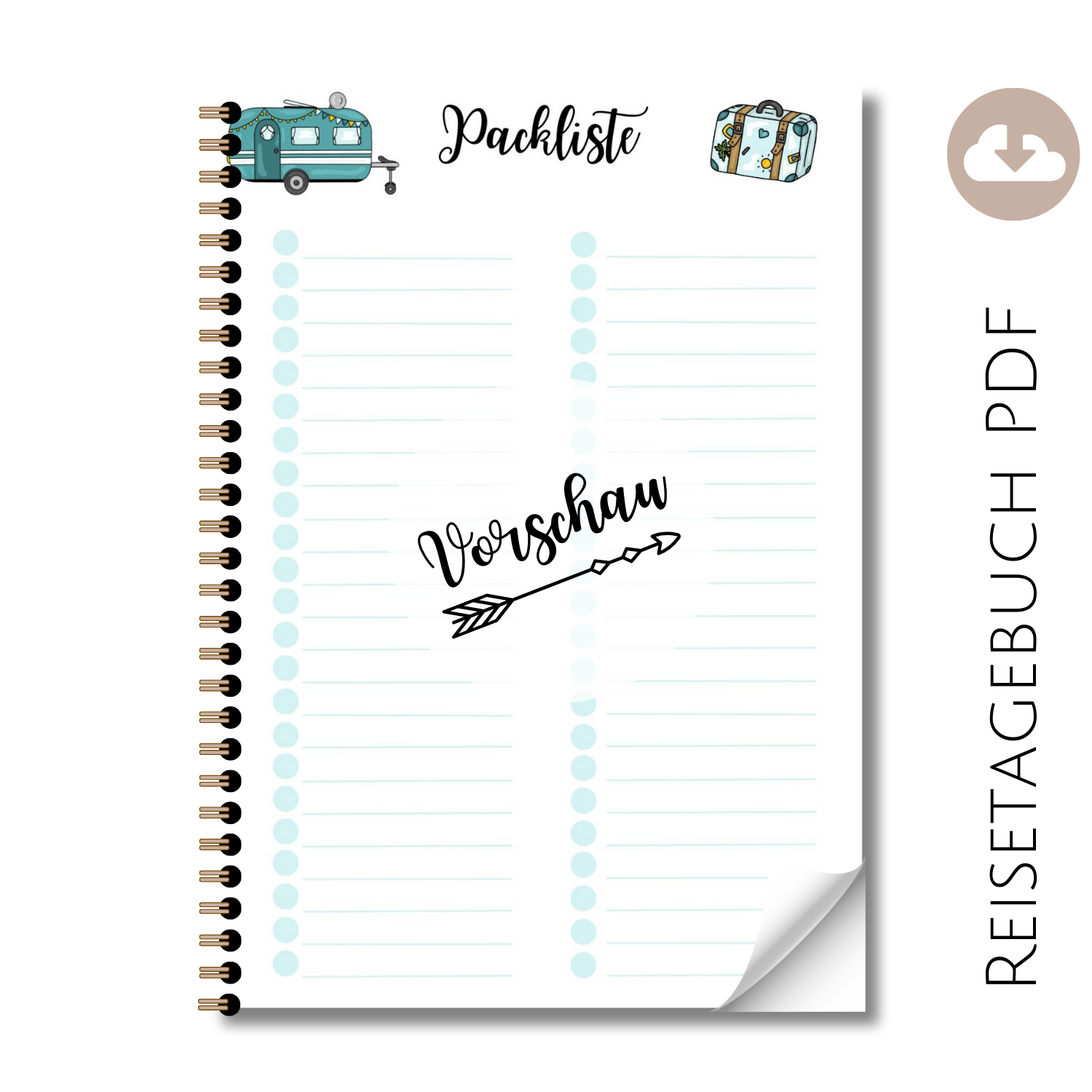 Reisetagebuch "Packliste Vorlage" Wohnwagen