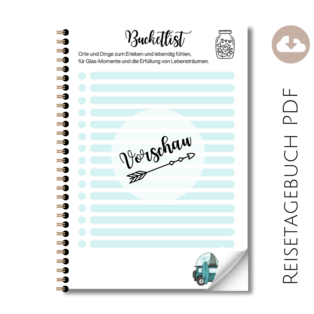 Reisetagebuch "Bucketlist" Dachzelt