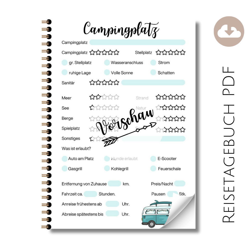 Reisetagebuch "Campingplatz" Van