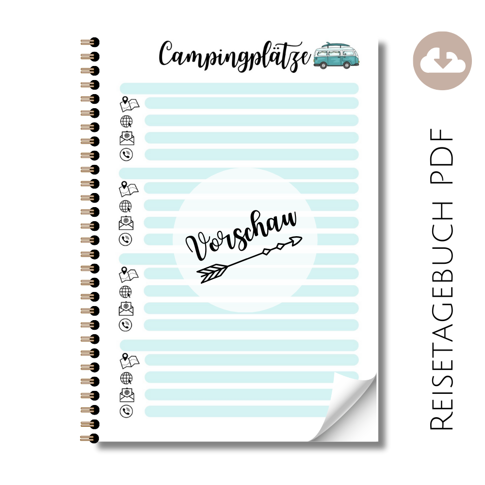 Reisetagebuch "Campingplatz Adressen" Van