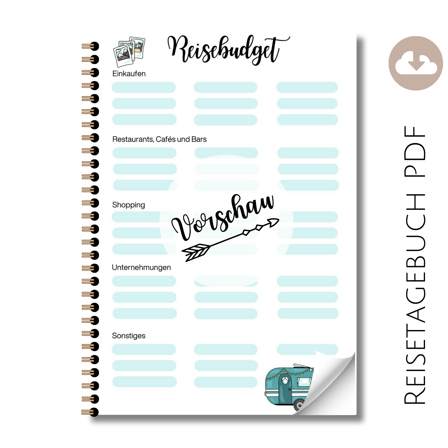 Reisetagebuch "Reisebudget" Wohnwagen