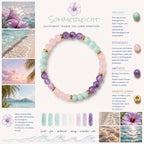 Moodboard zum Edelsteinarmband "Sommerleicht" mit Amazonit, Amethyst und Rosenquarz sowie vergoldeten Elementen. Ein Hauch Dolce Vita für dein Handgelenk. 