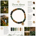 Moodboard zum Edelstein-Armband "Pacha Mama" : Armband mit versteinertem Holz, Moosachat, Lava und einem vergoldetem Lebensbaum-Anhänger. Das Armband erinnert an einen Wald, voller Magie und wirkt erdend. 