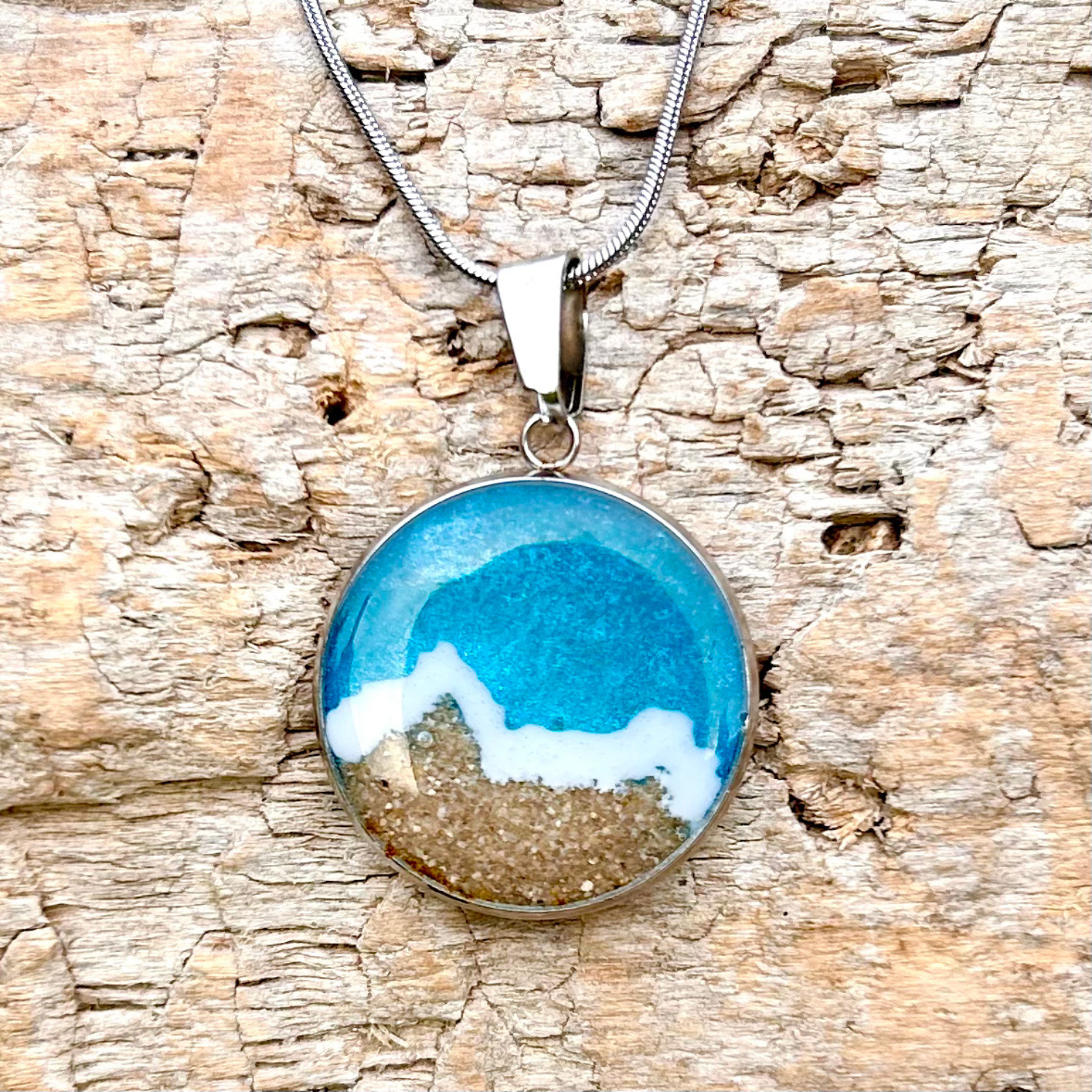 Anhänger mit Kette "Punta Paloma Spirit" -  mit Sand aus Tarifa (Silber)