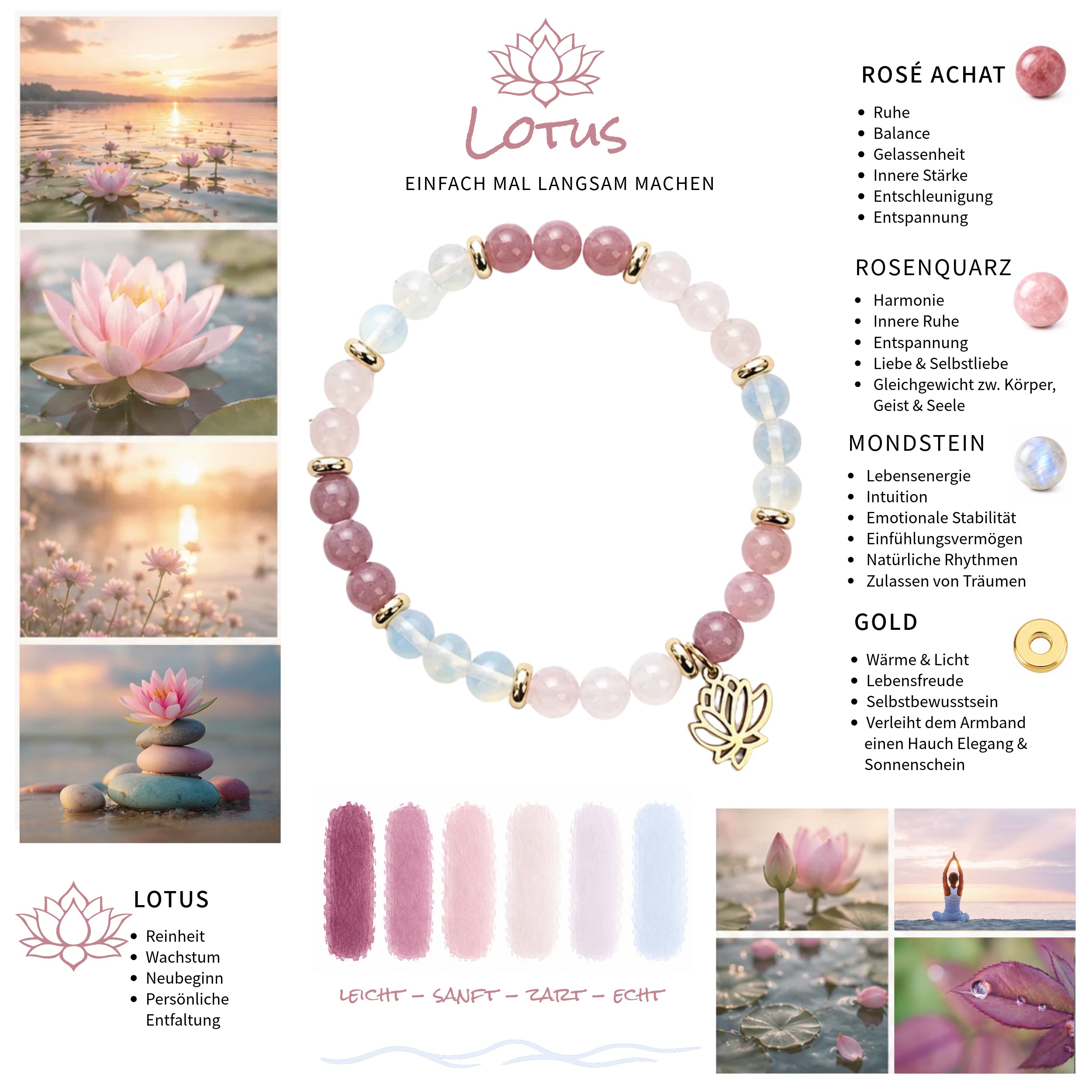 Edelstein Armband "Lotus"