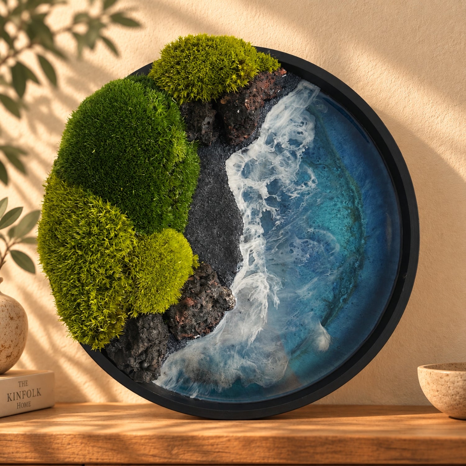 Moosbild "Vulkaninsel" Ø 30cm