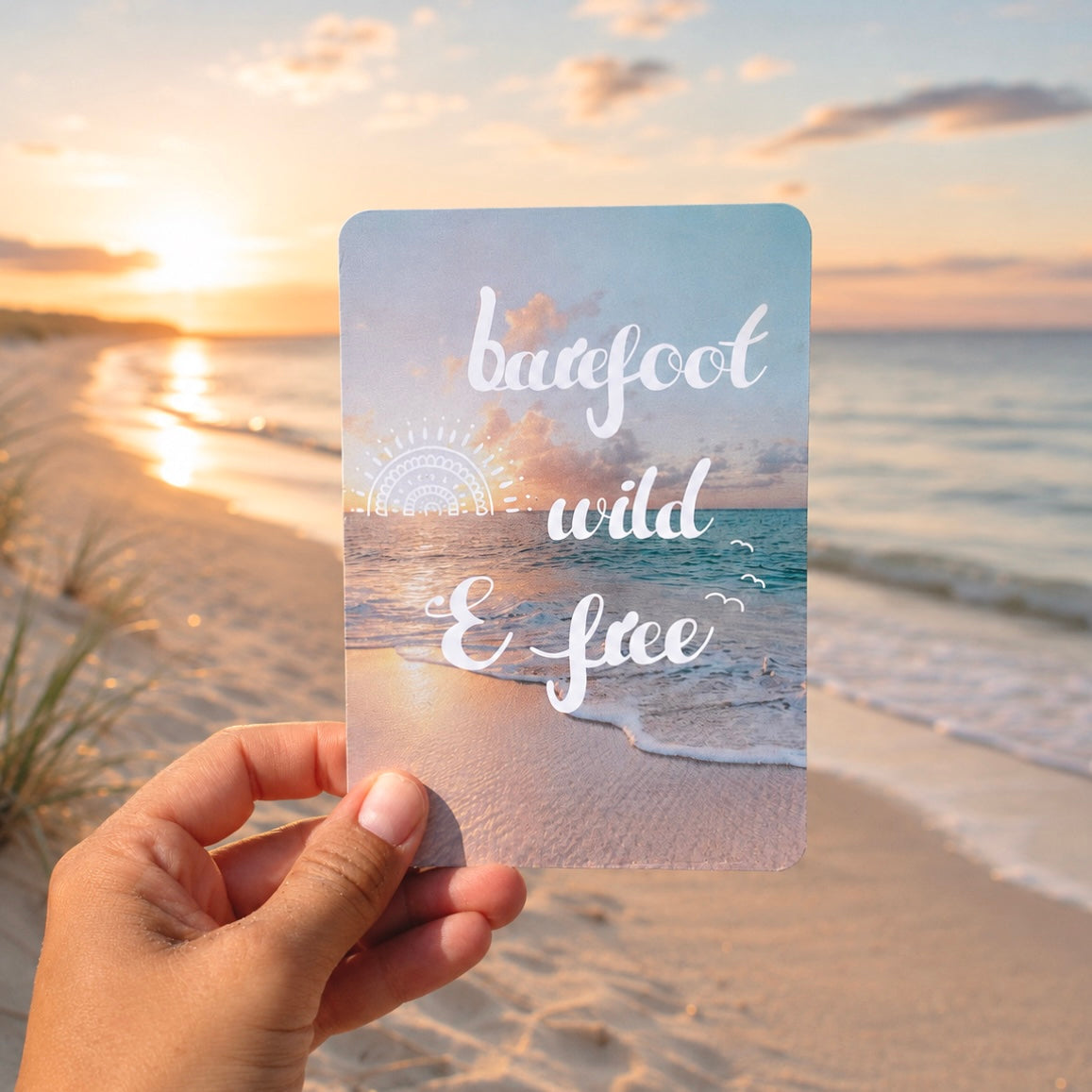 Postkarte "Barefoot wild and free"